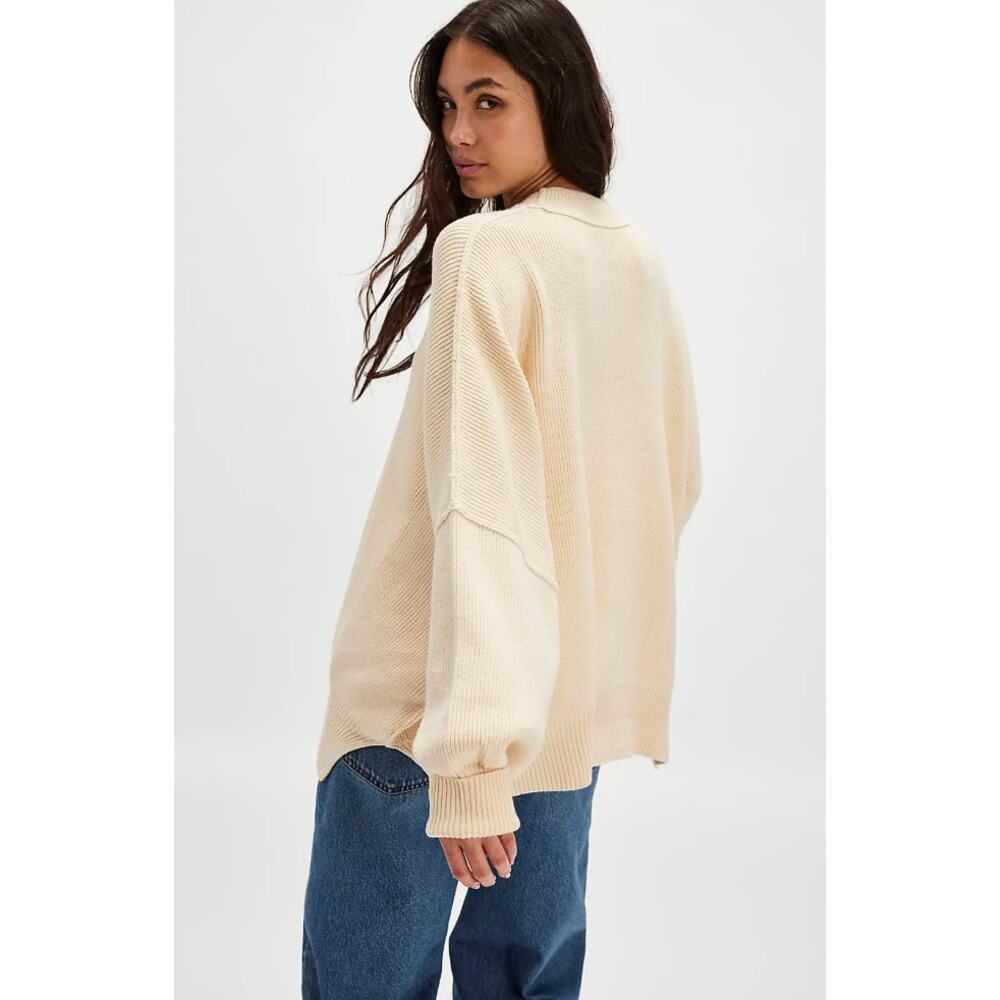 Free people Cream Ribbed Easy Street Sweater tunic - Picture 6 of 7